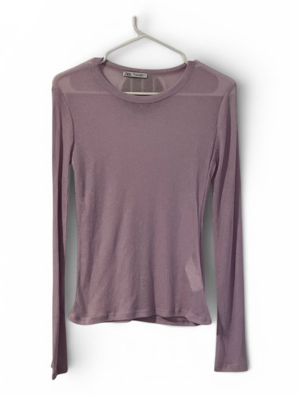 NWOT ZARA sheer lavender long sleeve top - Size L